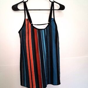 🩱Tankini Striped Multicolor One Piece Top Size Medium Loose Fit